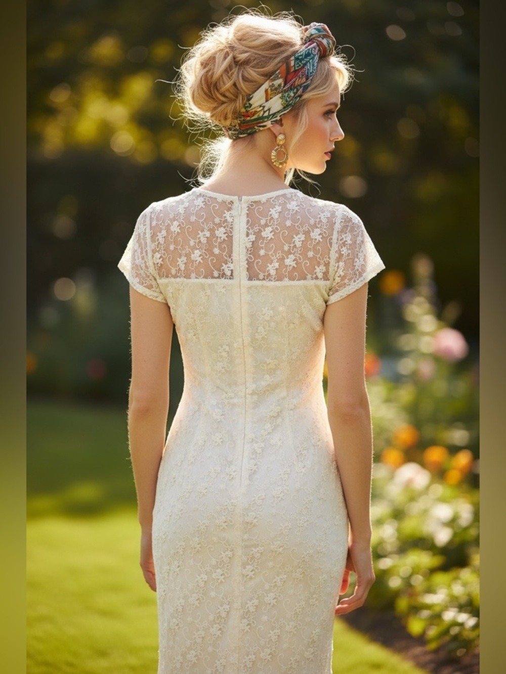 Free People Ivory Lace Mini Dress Sheer Floral Boho Bridal Large - Picture 2 of 8